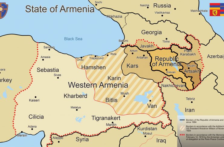 Արեւմտյան Հայաստանի Հանրապետութունը (Հայաստան) դիմել է ՄԱԿ՝ Հայաստան պետության եւ Ադրբեջանի Հանրապետության միջեւ սահմանազատումն իրականացնելու վերաբերյալ առաջարկով Հայաստան պետություն - Արևմտյան և Արևելյան, Կիլիկիա, Լեռնային և Դաշտային Արցախ